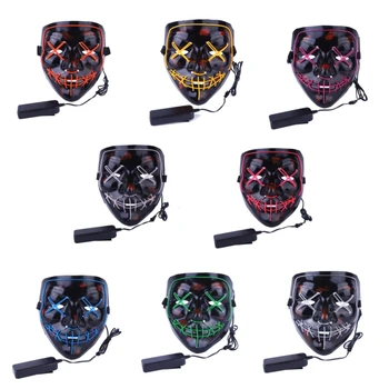 2020 Helovinas LED Kaukė Šalies Masque Maskuotis Neon Kaukė Šviesa šviečia Tamsoje Tušas Siaubo Maska Žėrintis Masker #