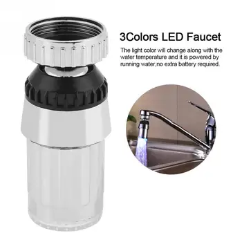 360 Laipsnių LED Maišytuvas Purkštuvas Bakstelėkite Filtruoti Swivel Vandens Varomas 3Colors LED Virtuvės Kriauklė, Maišytuvas, Purškimo Galvutė Purkštuvo
