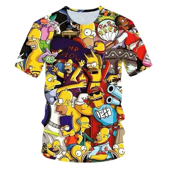 3D animaciją Simpson T-shirt berniukas mergaitė Simpson Spausdinti marškinėliai Berniukams atsitiktinis Harajuku unisex juokinga Marškinėlius trumpas rankovėmis Marškinėlius