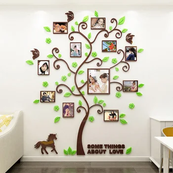 3D Šeimos Foto Rėmelis Medžio Siena Lipdukas 