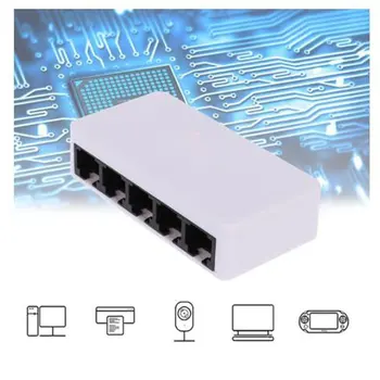 5 Uostuose Fast Ethernet RJ45 10/100Mbps Tinklo Jungiklio, Switcher Hub Darbalaukio nešiojamas,Nešiojamieji Kelionės Lan Hub power Micro USB