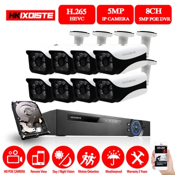 8CH 5MP HDMI POE NVR Rinkinys Masyvo VAIZDO Kameros Sistema, 5MP Lauko IP66 IP Kameros P2P Vaizdo Apsaugos Stebėjimo Sistemos APP Peržiūrėti
