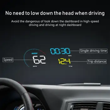 A9 Automobilių HUD Head Up Display OBD2 II Automobilio Stiliaus Hud Ekranas greičio viršijimo Įspėjimo Sistema Greičio prekinis, galinis Stiklo Projektorius Įtampos Signalą HUD