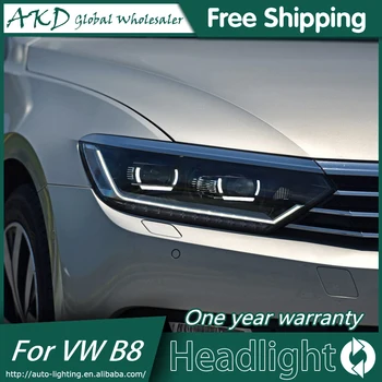 AKD Automobilių Stiliaus Žibintas VW Passat, B8 EUR Verson 2016 2017 Žibintai Passat B8 LED Žibintai DRL H7 D2H Hid Bi Xenon Šviesos