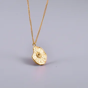 Amaiyllis 18K Gold Sun Kompasas Apvalios Monetos Karoliai Pakabučiai Asmeninį Ilgi Karoliai Moterų Jewellry Dovana