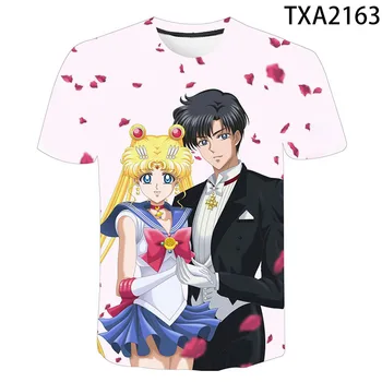 Animacinių filmų Sailor Moon Naujas 3D T Marškinėliai Atsitiktinis Berniukas mergaitė Vaikai Mados Streetwear Atspausdintas T-shirt Vyrams, Moterims, Vaikams, Kietas Viršūnes Tee