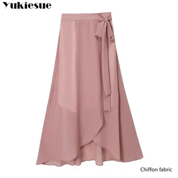 Aukštos juosmens nesimetriškas raukiniai Moterų sijonas, sijonai, moteris mados 2019 nėriniai moterų jupe femme ilgas sijonas maxi-line sijonas