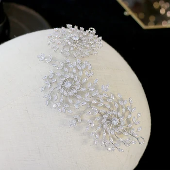 Aukštos kokybės bendable šukuosena Rožančiai gėlių lankelis už brides, pusės juvelyriniai dirbiniai, vainikai, vestuvių plaukų aksesuarai A00681