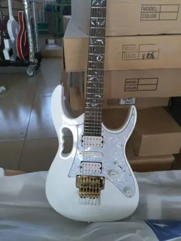 Aukščiausios kokybės baltos spalvos elektrinė gitara 21 iki 24 frets ir troškinti gitara visų aukso aparatūros nemokamas pristatymas 7V gitara
