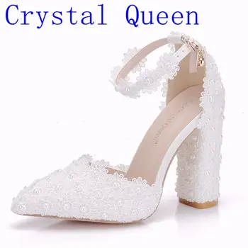 Crystal Karalienė Nėrinių Gėlių Sandalai Pažymėjo Tne Siurbliai Suknelė Šalis Batai Aikštėje Aukšti Kulniukai Vasaros Sandalai Moterims Weding Batai