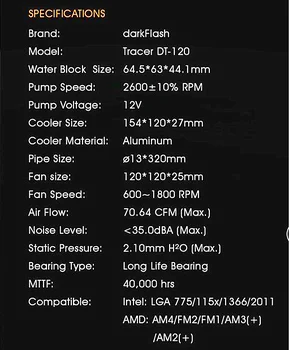 DarkFlash Vandens Aušinimo PC Atveju CPU Aušintuvas Su RGB, ventiliatorius Radiatoriaus integruota Skysčio Aušinimo LGA 2011/1366/115X/AM4