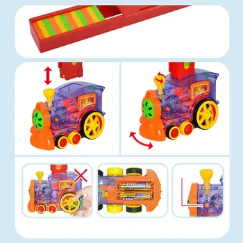 Domino Blokai Traukinio Žaislų Rinkinys Ralio Elektrinio Traukinio Modelis WithColorful Domino Žaidimas Blokai Automobilių Sunkvežimis Transporto Krovimas