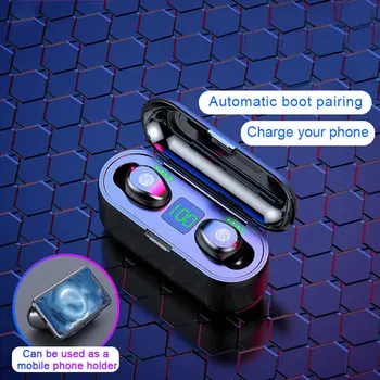 F9 Belaidės Ausinės Bluetooth 5.0 Ausinės TWS Mini HIFI In-ear Sporto Veikia Rankų Paramos iOS/Android Telefonai HD Skambinti