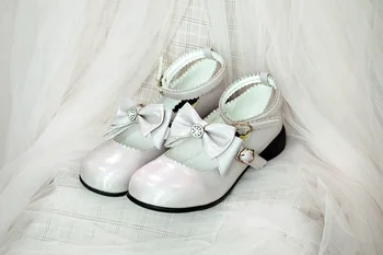 Japonijos studentų dienos saldus lolita batai derliaus apvalios galvos patogi moterims, batai mielas bowknot princesė kawaii batai loli cos