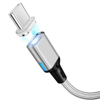 Karšto 5A 60W PD Magnetinio USB C Kabelio Praktinių Tipas-C Nailono Greitai Įkrauti Nuimamas LED Laido Nešiojamų Mokestis Duomenų Kabelis