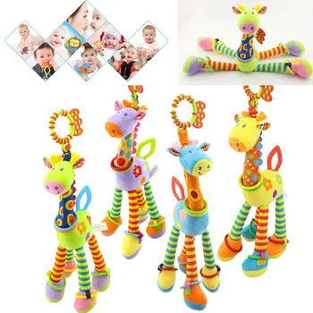 Kokybės elnias pliušiniai žaislai lova kūdikių mobiliojo kabinti kūdikių barškučių žaislas žirafa su bell žiedas kūdikių teether Žaislai dovana