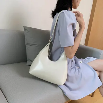 Korėjos mados atsitiktinis vieno peties pažastų krepšys moterims maišelį 2020 m. vasarą, naujos tekstūros užsienio nišą pusmėnulio vientisos spalvos krepšys