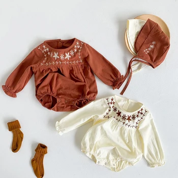 Korėjos Stiliaus Pavasarį, Rudenį Bamblys Kūdikių Mergaičių Drabužių, Siuvinėjimas Naujagimiui Merginos Jumpsuit Vienas gabalas Apranga