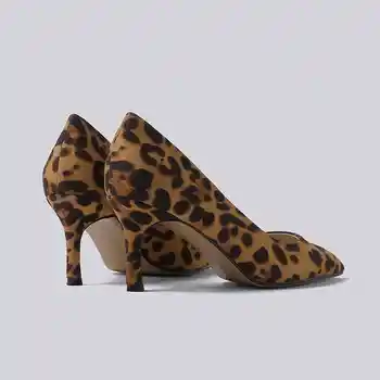 Krazing puodą aksomo pulko natūralios odos pažymėjo tne paslysti ant stiletto aukšto kulno Europos dizaino vintage leopardas spaudiniai siurbliai l19