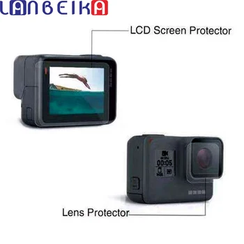 LANBEIKA 10pc/daug LCD Ekrano Plėvelė + Objektyvas Apsauginės Plėvelės + Audinys Gopro Hero 5 6 7 Black Sporto veikla Fotoaparato Priedai