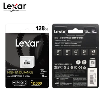 Lexar Didelės Ištvermės Micro SD Kortelė Max 100MB/s Atminties Kortelė 32GB SDHC V10 64GB SDXC 128GB V30 C10 Vandeniui TF Kortelę Už 4K Video