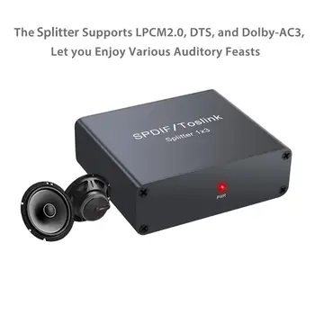 LiNKFOR Skaitmeninis Optinis Audio Splitter SPDIF Toslink Optical Digital Audio Splitter 1x3 Už LPCM 2.0 DTS 