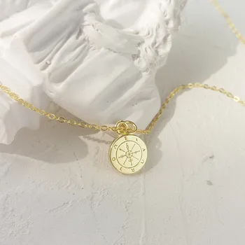 LouLeur 925 sterlingas sidabro apvalus mini kompasas pakabukas neckalce aukso elegantiškas išskirtinį vėrinį moterims gimtadienio dovana, papuošalai