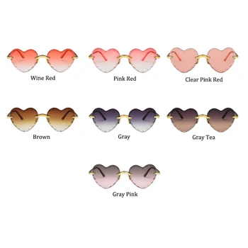 Mados taškus derliaus širdies akiniai nuo saulės moterims Prekės ženklo Dizaineris metalo rėmas Gradientas saulės akiniai Moteris Oculos UV400