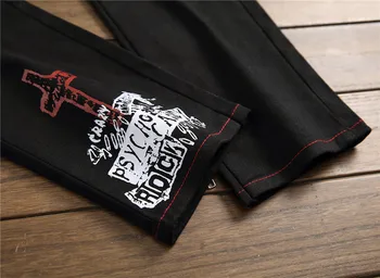 Mcikkny Prekės Vyrų Punk Tiesūs Džinsai Laiškas Išspausdintas Džinsinio audinio Kelnės Vyrų Streetwear Hip-Hop Kelnes Multi-Kišenės.