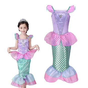 Merginos Little Mermaid Dress Vaikams Drabužių Išgalvotas Jūros Princesė Šalies Kostiumų Dukra Helovinas Horrior Naktį Komplektai