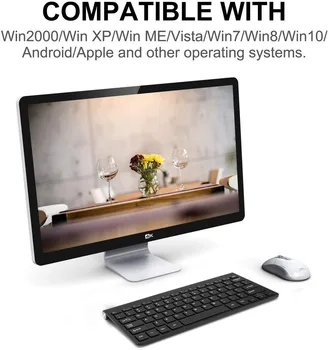 Mini USB Wireless Keyboard Mažas Kompiuteris Plonas, Kompaktiškas Išorinę Klaviatūrą ir pelę Nešiojamieji kompiuteriai Tablet 2.4 Ghz 78 Klavišai Rechageable