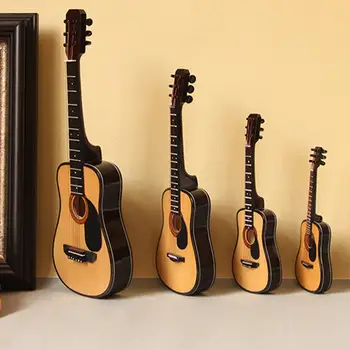 Miniatiūrinė Gitara, Modelis Mini Mediniai Pilnas Kampas Liaudies Akustinė Gitara Guitarra Surinkimo Dekoratyviniai Papuošalai Dovana su Byla Stendas