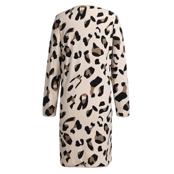 Moterų Žiemos Paltai Rudenį ilgomis Rankovėmis, Leopardas spausdinimui ilgomis Rankovėmis Megztinis Atidarykite Priekinį Gaubtą Kailis ropa mujer