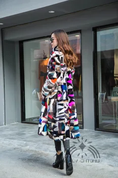 Nauja originali tikras natūralus audinės kailiniai paltai moterims x-ilgą įvairių spalvų striukė ponios spalvinga 110CM ilgio outwear paltas girl