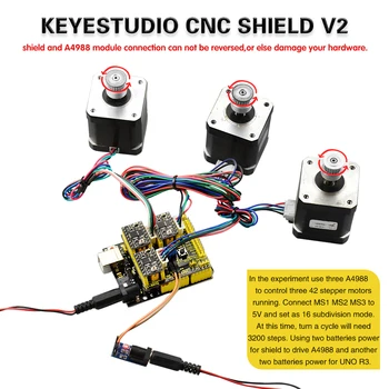 Nemokamas pristatymas! keyestudio CNC shield (V2) graviravimas mašinos (3 D Spausdintuvas / A4988 vairuotojo plėtros valdybos Arduino