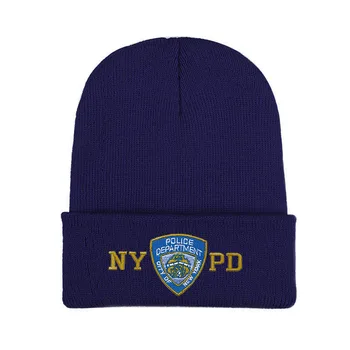 NYPD Policijos Žiemą Šiltas Skullies Beanies Vyrų Storio Kepuraitė Skrybėlės Vyrų Lauko Sporto Atsitiktinis variklio Dangčio Bžūp Dvigubo Sluoksnio Skrybėlę, Mezgimo