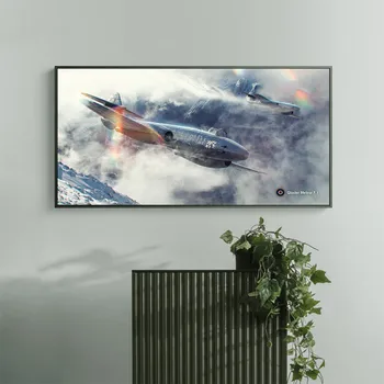 Orlaivio Skrydžio Kraštovaizdžio II Pasaulinio Karo naikintuvas kambarį apdaila namo sienos meno dekoro medžio rėmo audinio plakatai