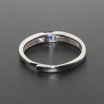Paprasta 925 sidabro safyras vestuvinis žiedas moters, 3 mm * 3 mm VS klasės safyro žiedas sidabro safyro žiedas moters