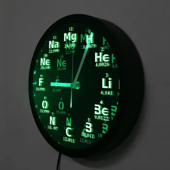 Periodinės Lentelės Cheminis Elementas Sieninis Laikrodis Modernaus Dizaino Mokslo LED Apšvietimas Sienos Žiūrėti Chemijos Mokslų studentus Dovana