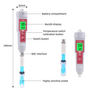 PH-618B/L Pieštuko Tipo Automatinis Koregavimas pH-metras skaitmeninis LCD vandens kokybės analizatorius baseinas, geriamąjį vandenį, akvariumas