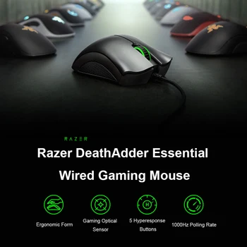 Razer DeathAdder Esminius Laidinio Žaidimų Pelės Pelės 6400DPI Optinis Jutiklis 5 Nepriklausomai Programuojami Mygtukai, Ergonomiškas Dizainas