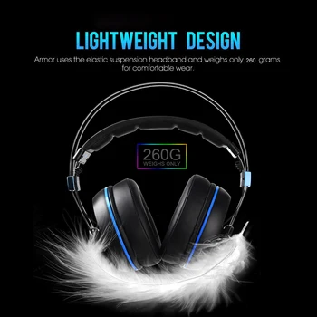 Sades Šarvai Žaidimų ausinės Žaidimų Ausinės 7.1 Surround Laidinio Žaidėjus Ausinių Stereofoninio Garso Ausines su Mic spalvotu LED ligh