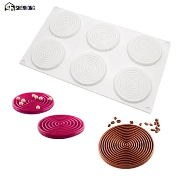 SHENHONG Spiralės Formos Silikono Formos 6 Skyles Persikų 3D Torto Formos Putėsius, Už Ledus, Šokoladas, Bandelės Bakeware Desertas Meno Visos