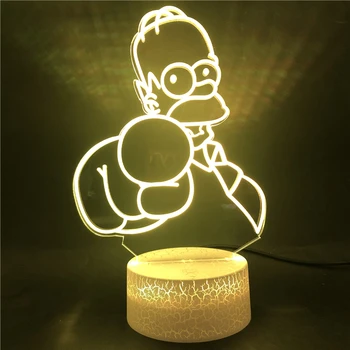 Simpsonai Paveikslas Unikalus 3D Led naktinė lempa Vaikams Gimtadienio Dovana Miegamojo Puošimas Usb Baterija Stalas Mielas Simpsonų 3d Lempa, Laikrodis Bazės