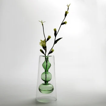 Strongwell Europos Kūrybos Dvigubo Sluoksnio Stiklo Vaza Su Vidiniu Mazgas Hydroponic Gėlių Kompozicijų Vazos, Namų Dekoravimo, Dovanų
