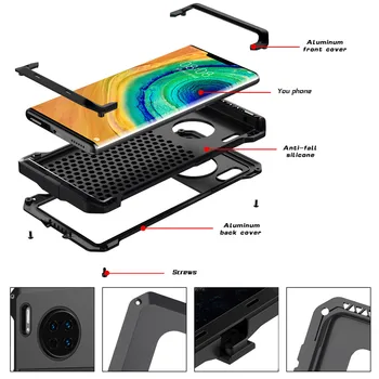 Sunkiųjų Apsaugos Doom Metalo šarvai Aliuminio telefoną Atveju Huawei Mate 30 Pro Atvejais, atsparus smūgiams apsauga nuo dulkių Dangtelis