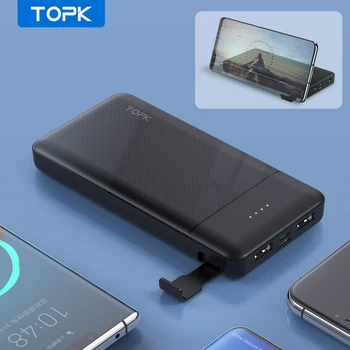 TOPK Galia Banko 10000mAh Su Telefono Laikikliu Nešiojamas Įkroviklis Powerbank Išorės Baterija PoverBank iPhone 12 Pro Max Xiaomi mi