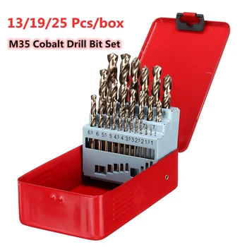 Twist Drill Bit Rinkinys HSS Cobalt Gręžimo Jobber Įrankis Tiesiai Profesija Aukštos Kokybės Plieno Patvarus Padalinti Prekių M35 Ilgis