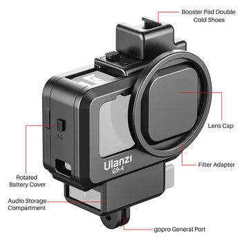 Ulanzi G9-4 GoPro 9 Plastiko Kamera Narve GoPro Hero 9 Black Būsto Atveju su Mic ir Užpildyti Šviesos Šalta Batų Vlog Priedai