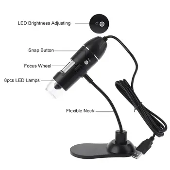 USB Skaitmeninis Mikroskopas su 8 LED 1000X Elektroninių Endoskopą Zoom Fotoaparatas didinamasis stiklas Pelninga su Stovas Laikiklis, skirtas 